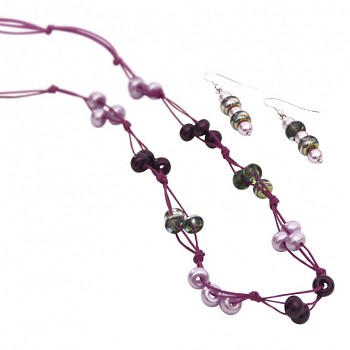 Necklace + earrings Lucienne / lilac