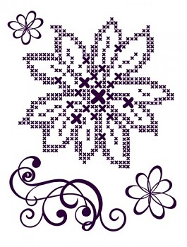 Silicone Stamp / D34 / Cross Stitch Flower & Curlicue / 14 x 18 cm