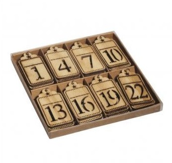 Wooden advent calendar signs 1-24 / 6x3cm