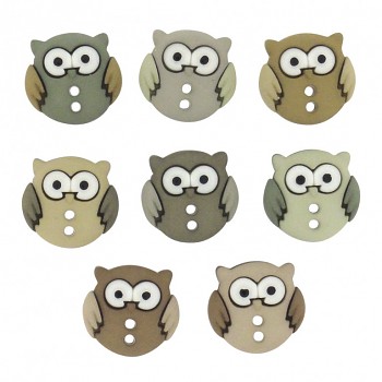 Buttons - Owls / 8pcs