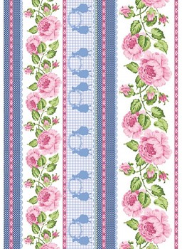 Filc s potiskem 50x70cm /1mm / Roses Bordures