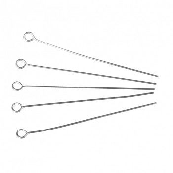 Stainless steel chain stitch pins platinum / 10pcs / 40mm 