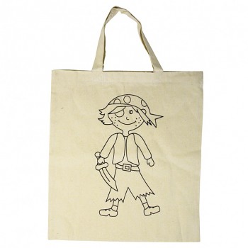 Cotton bag, printed, beige / 38x42cm / Pirate