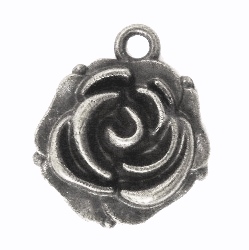 Kovová ozdoba / Rosebud / 14x18mm / stříbrná