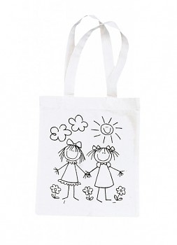 Cotton bag, printed, beige / 25x21cm / Girl-friends