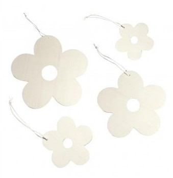 Wooden flowers Set to hang / 4pcs