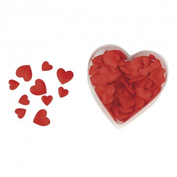 Satin textile objects: heart, padded red / 100pcs