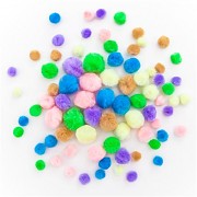 Assorted acrylic pastels Pom poms / 78pcs