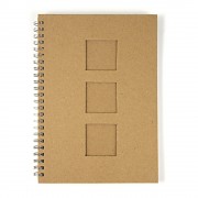 Notebook, with punched passepartout / 3 squares / 21,5x15cm