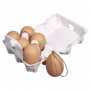 Plastic eggs 6x4cm with jute hanger natural