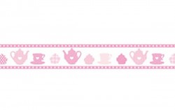 Deco tape 2cmx10m / Pink tea pots and cups