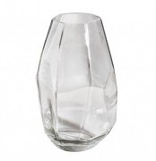 Glass vase, faceted / 10x10x18cm / 1000ml