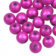 Shiny beads / 8 mm / 20pcs / fuchsia