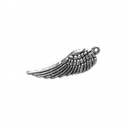 Metal hanger, wings, 28mm, 3pc, oxidized silver