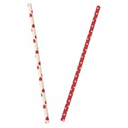 Paper straw / Red with dots / 25szt