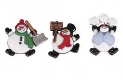 Buttons - Chubby snowmen / 2,5cm / 3pcs