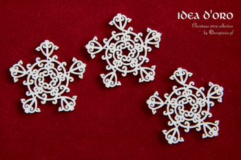 Chipboard - Idea d'oro - Snowflakes / 4,5x4,5cm / 3ks