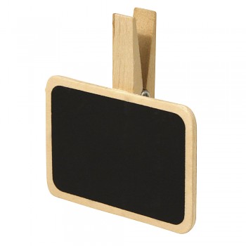 Wooden mini blackboard on peg / 7x5cm / 6szt