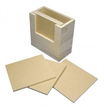 Wooden box  with 6 MDF coasters