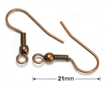 Ear hooks / 21mm / 2 pcs / copper