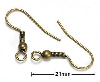 Ear hooks / 21mm / 2 pcs / brass