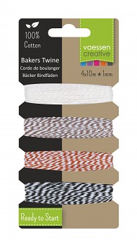 Bakers twine / 1mm / 4x10m / ecru-brown-red-black