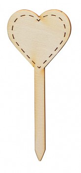 Drevený výrez - zápich srdce / 12cm / 1ks