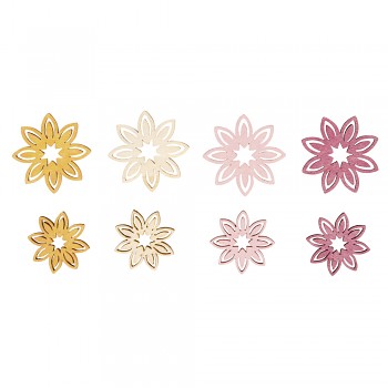 Dřevěné dekorace Flowers / 3-4cm / 16ks