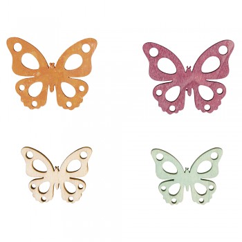 Wooden Objects Butterflies / 3-4cm / 16pcs