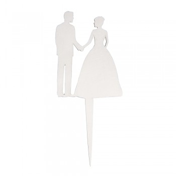 Wooden bridal couple to stick, 18x7x0.2cm / 2pcs