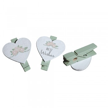 Wooden heart on peg / 3x3.5x1cm / 6pcs