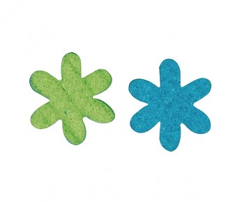 Filz-Sternblume / 3 cm / 12 Stück / blau/grün