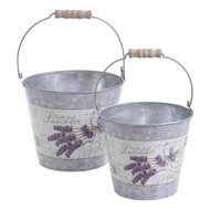 Metal bucket - lavender / 14x17cm / 1pc