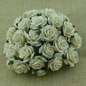 Mulberry Paper Open Roses 2,5cm / 5pcs / Ivory