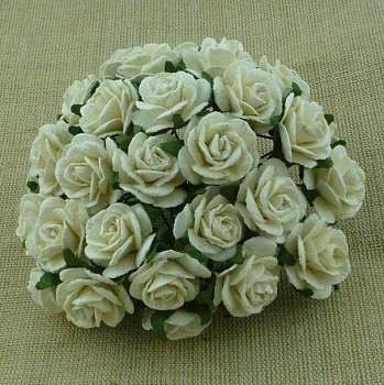 Papierové kvety / Ruže 2,5cm / 5ks / ivory