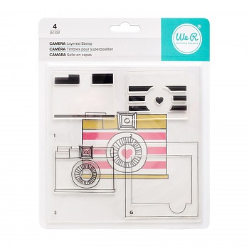 American Crafts We R Memory Keepers CMYK Layered Stamp Set Rose 4 Piece 