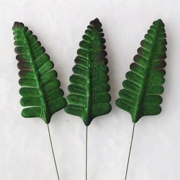 Green Mulberry Paper Fern Leaves 7,5cm / 10St.