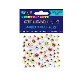 Assorted adhesive bright Wiggle eyes / 72pcs