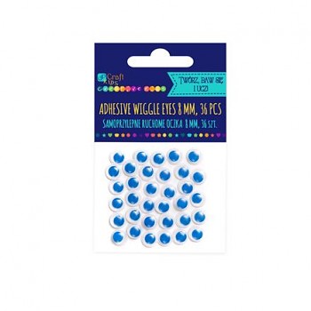 Assorted adhesive Wiggle eyes / 8mm / 36pcs / blue