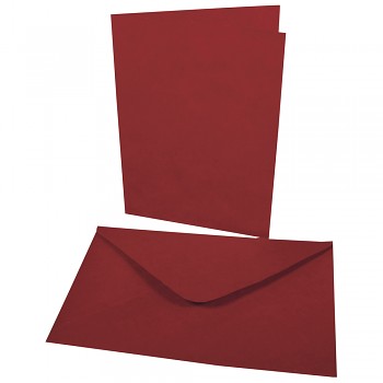 Double card & envelope bordeaux / 4pcs