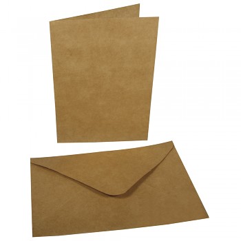 Double card & envelope caramel / 4pcs