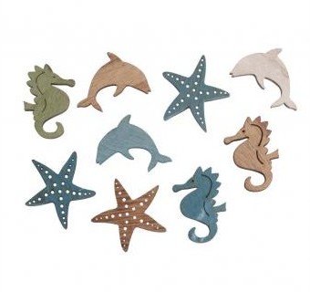 Wooden small objects / Sea animals / 9pcs