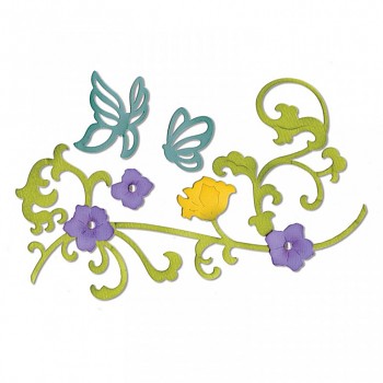 Sizzix Thinlits Die Set  - motýle a vetvička s kvetinami