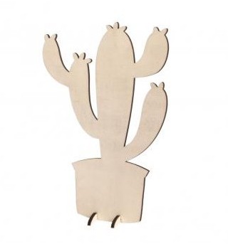 Wooden cactus / 14,3x21,2cm