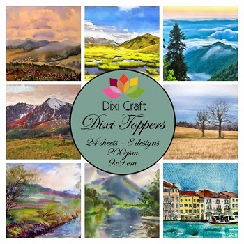 Dixi Toppers 9x9cm Watercolor Landscape / sada kartičiek