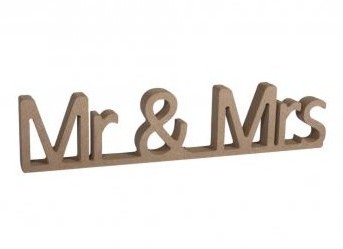 MDF nápis Mr & Mrs / 24x1,5x5,5cm