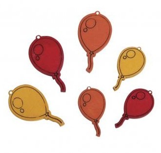 Drevené výrezy Balloons 1,5-1,8 x 2,7-3,5cm / 18ks