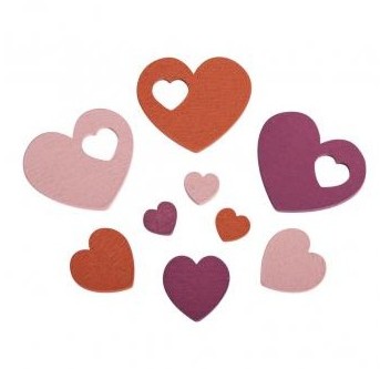 Dekoracje drewniane Hearts 1-3,5 x 1-3 cm / 33szt