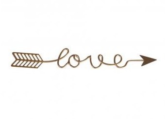 Metalldeko Schriftzug love, 24x3,2x0,2cm, gold