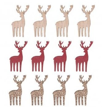 Dřevěný výřez / Deer, 2.1x5cm / 12ks